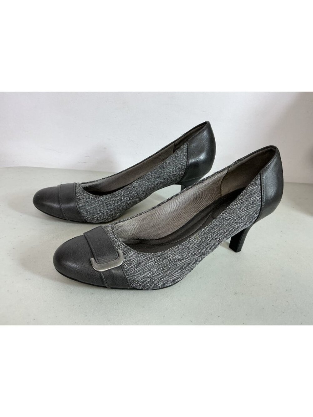 Gray Tweed Heels Y2K Pumps Womens 7.5